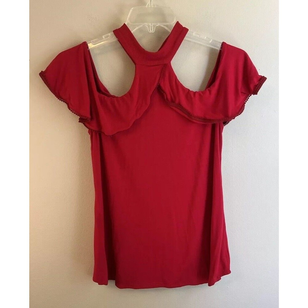 Atina Cristina Size Medium Red Hi Neck Off Shoulder Women’s Top